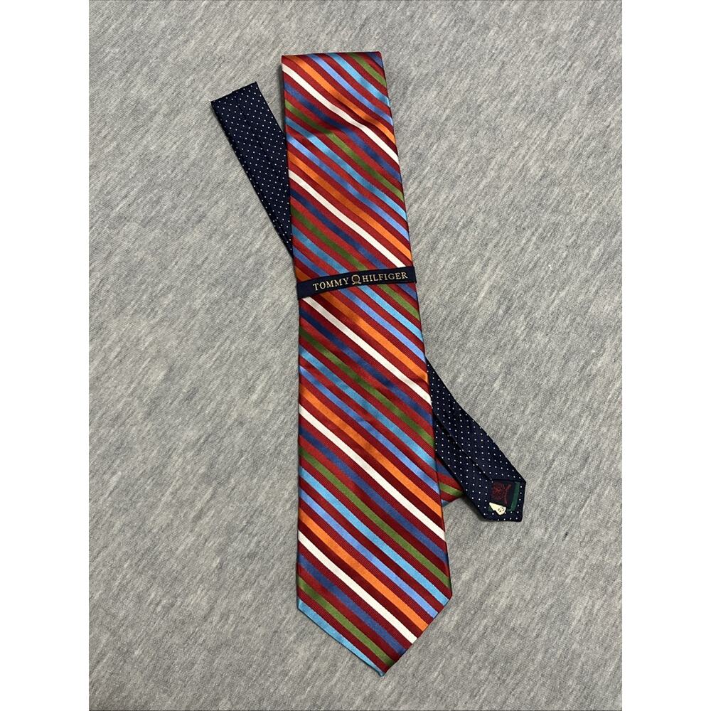 Tommy Hilfiger Men's June Silk Tie Made in USA Striped Rainbow NWT Multicolor